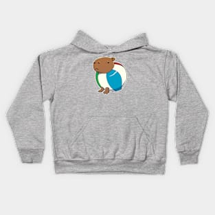 Capybara Beach Ball Kids Hoodie